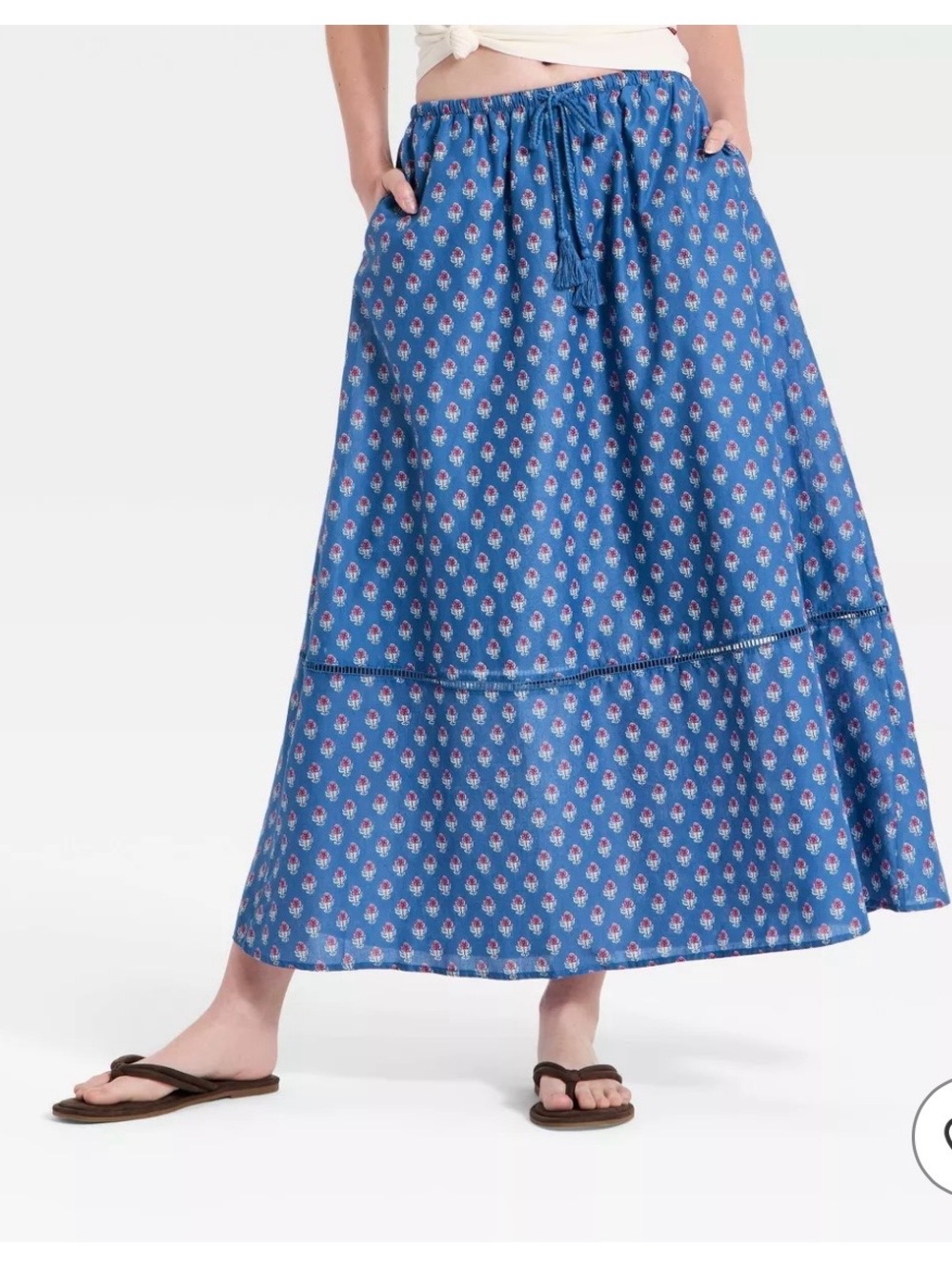 Blue Printed Boho Maxi Skirt - (Brand Unspecified)